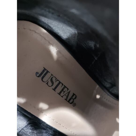 Just Fab Ankle Wrap Booties Women's 8 Black Leather Harper Peep Toe Back Zip - Picture 3 of 11